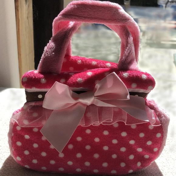 Aurora Plush Pink Polka Dot Pet Carrier Stuffed Animal Purse- NWOT - Picture 1 of 11